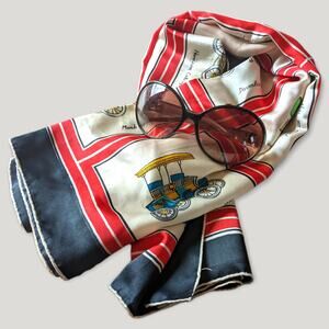 Vintage Glentex Antique Automobiles Silk Scarf ~ Large